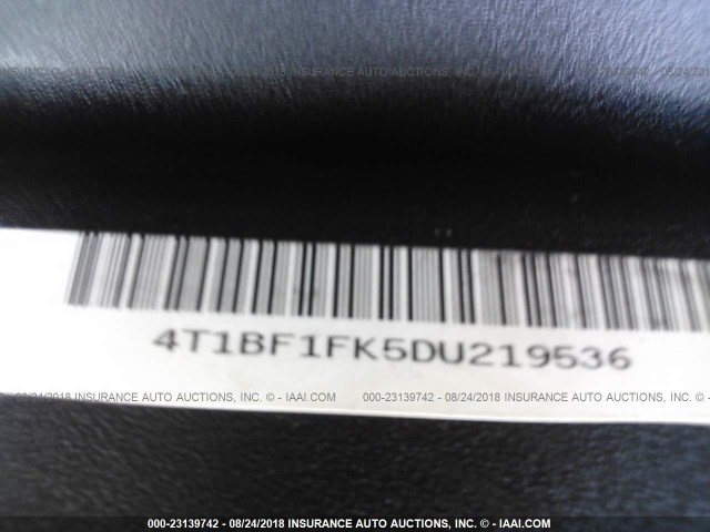 4T1BF1FK5DU219536 - 2013 TOYOTA CAMRY L/SE/LE/XLE შავი ფოტო 9