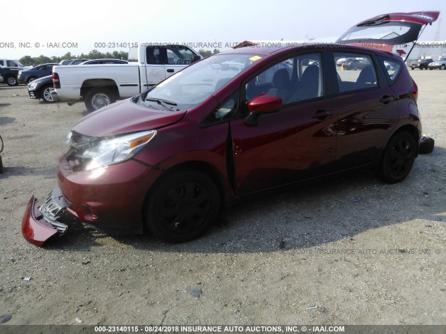 3N1CE2CP6FL441519 - 2015 NISSAN VERSA NOTE S/S PLUS/SV/SL/SR RED photo 2