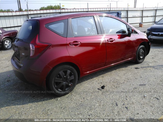 3N1CE2CP6FL441519 - 2015 NISSAN VERSA NOTE S/S PLUS/SV/SL/SR RED photo 4