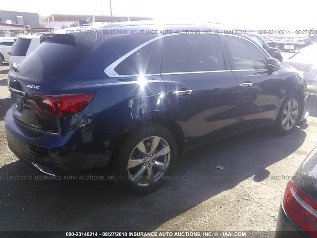 5FRYD4H95GB030140 - 2016 ACURA MDX ADVANCE BLUE photo 4