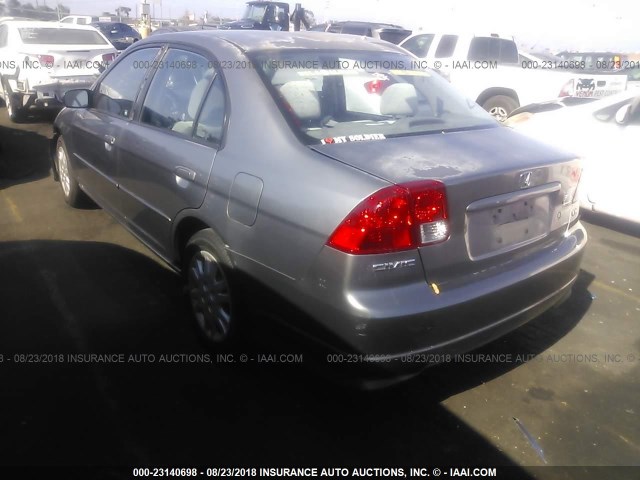 2HGES16505H633806 - 2005 HONDA CIVIC LX GRAY photo 3