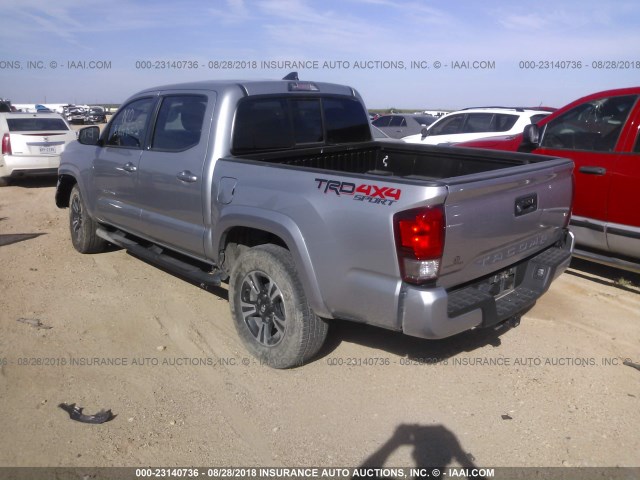 5TFCZ5AN0GX045760 - 2016 TOYOTA TACOMA DBL CAB/SR/SR5/TRD SPT/OR SILVER photo 3