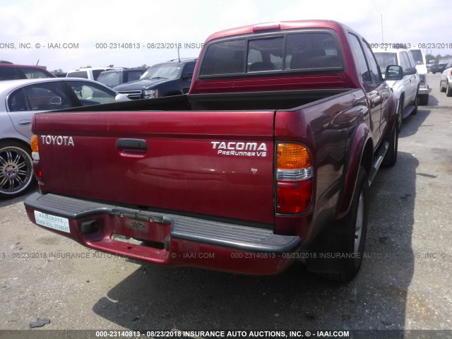 5TEGN92N34Z372595 - 2004 TOYOTA TACOMA DOUBLE CAB PRERUNNER RED photo 4
