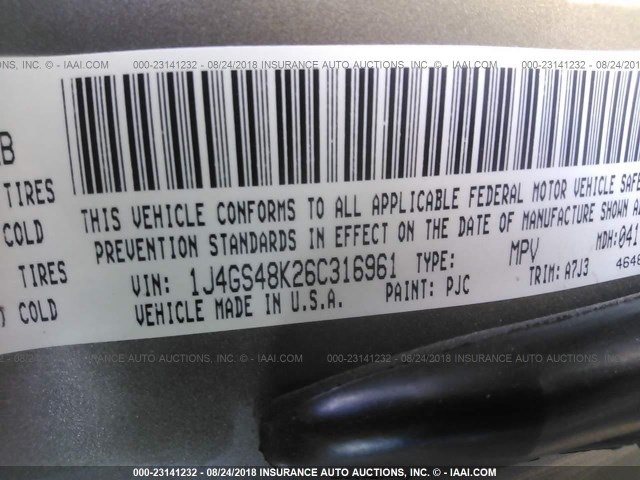 1J4GS48K26C316961 - 2006 JEEP GRAND CHEROKEE LAREDO/COLUMBIA/FREEDOM 棕色 照片 9