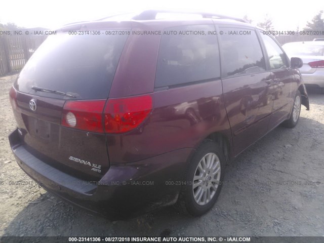 5TDBK22C08S015581 - 2008 TOYOTA SIENNA XLE/XLE LIMITED BURGUNDY photo 4