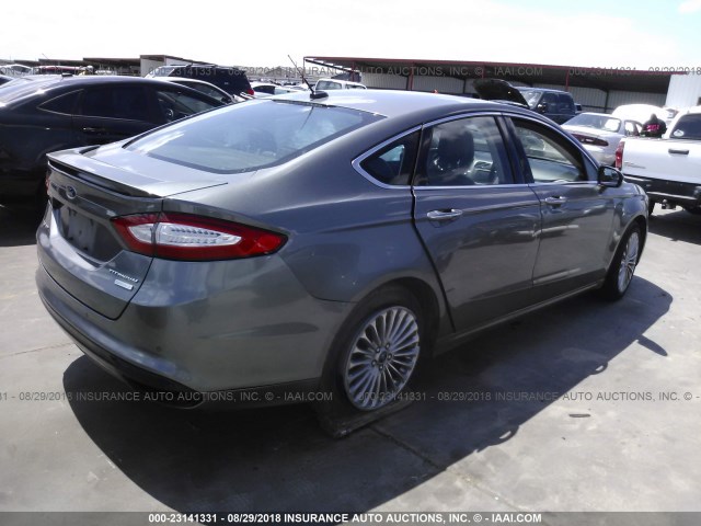 3FA6P0K92DR222634 - 2013 FORD FUSION TITANIUM GRAY photo 4