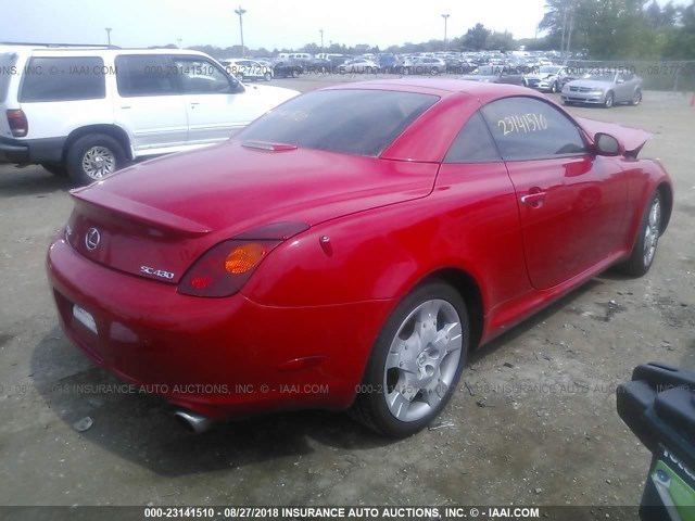 JTHFN48YX50069622 - 2005 LEXUS SC 430 RED photo 4