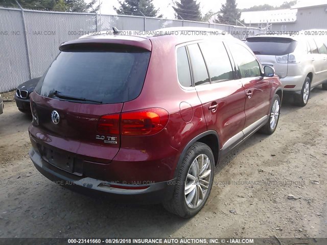WVGBV3AXXEW090202 - 2014 VOLKSWAGEN TIGUAN S/SE/SEL/R-LINE RED photo 4