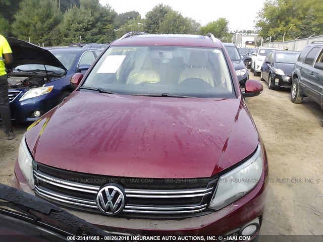 WVGBV3AXXEW090202 - 2014 VOLKSWAGEN TIGUAN S/SE/SEL/R-LINE RED photo 6