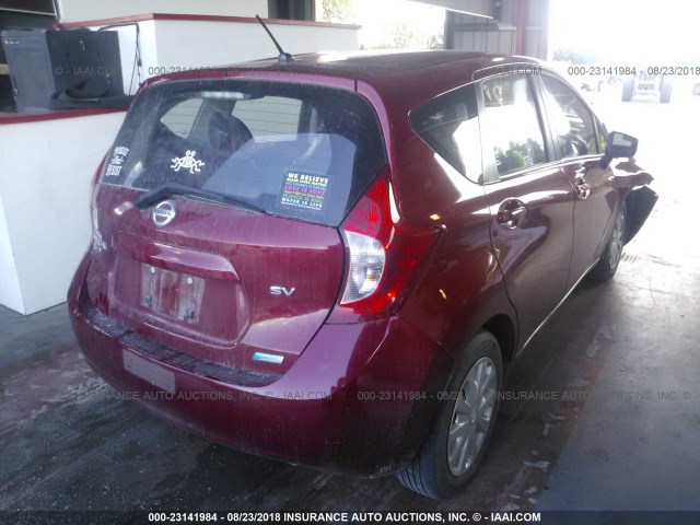 3N1CE2CP3FL404752 - 2015 NISSAN VERSA NOTE S/S PLUS/SV/SL/SR RED photo 4