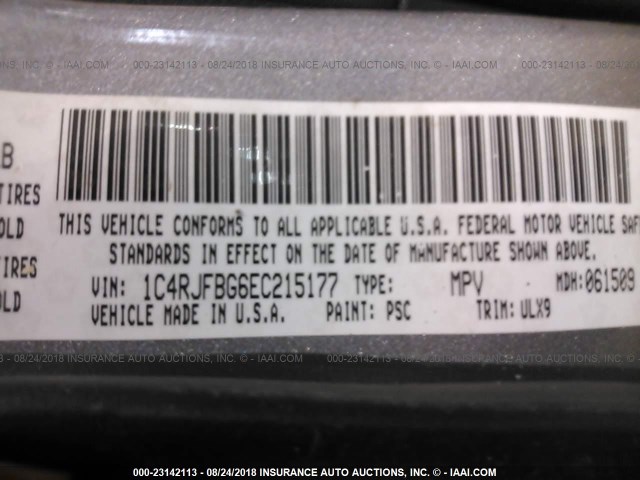 1C4RJFBG6EC215177 - 2014 JEEP GRAND CHEROKEE LIMITED SILVER photo 9