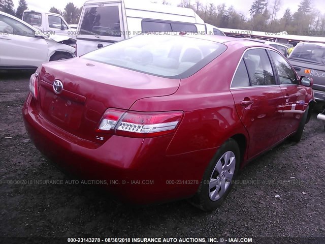 4T4BF3EK8AR001606 - 2010 TOYOTA CAMRY SE/LE/XLE 红色 照片 4