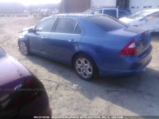 3FAHP0HAXAR278715 - 2010 FORD FUSION SE BLUE photo 3