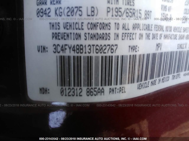 3C4FY48B13T602767 - 2003 CHRYSLER PT CRUISER CLASSIC 红色 照片 9