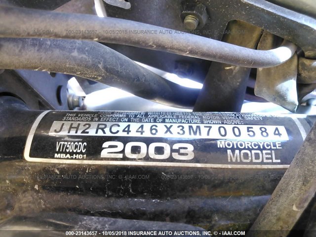 JH2RC446X3M700584 - 2003 HONDA VT750 CDC RED photo 10