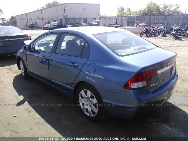 19XFA1F53BE037702 - 2011 HONDA CIVIC LX BLUE photo 3