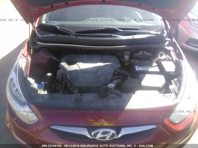 KMHCU4AE2CU240145 - 2012 HYUNDAI ACCENT GLS/GS/SE RED photo 10