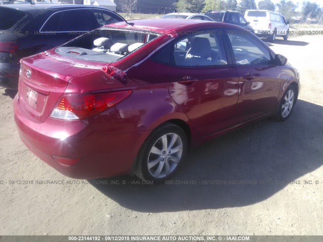 KMHCU4AE2CU240145 - 2012 HYUNDAI ACCENT GLS/GS/SE RED photo 4