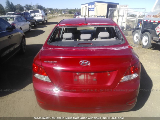 KMHCU4AE2CU240145 - 2012 HYUNDAI ACCENT GLS/GS/SE RED photo 6