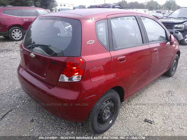 KL1TD66647B721704 - 2007 CHEVROLET AVEO LS RED photo 4
