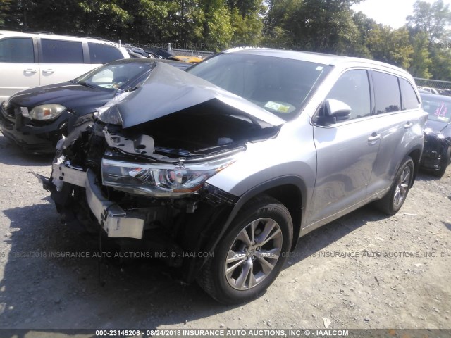 5TDJKRFH7FS128998 - 2015 TOYOTA HIGHLANDER XLE ნაცრისფერი ფოტო 2