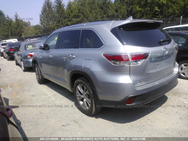 5TDJKRFH7FS128998 - 2015 TOYOTA HIGHLANDER XLE ნაცრისფერი ფოტო 3