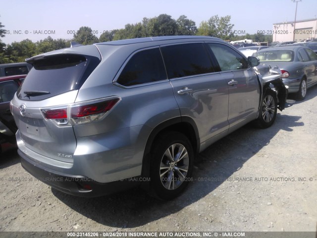 5TDJKRFH7FS128998 - 2015 TOYOTA HIGHLANDER XLE GRAY photo 4