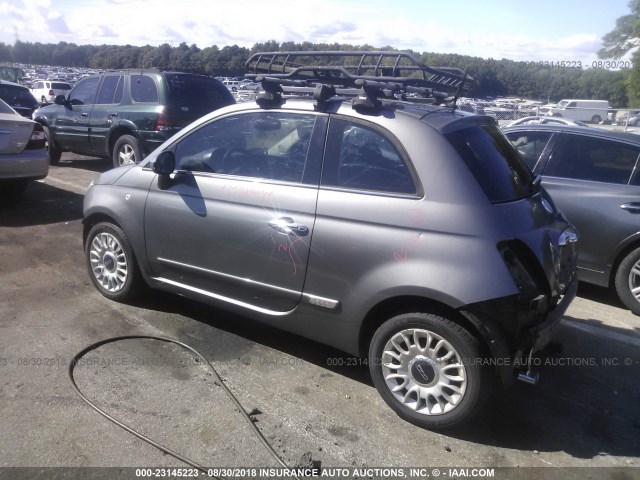 3C3CFFCR2CT119947 - 2012 FIAT 500 LOUNGE GRAY photo 3