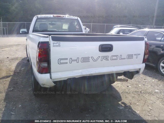 3GCEC14Z26G218568 - 2006 CHEVROLET SILVERADO C1500 WHITE photo 6