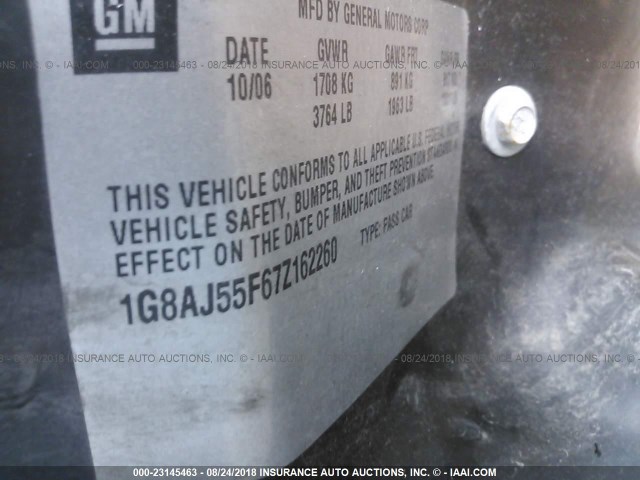 1G8AJ55F67Z162260 - 2007 SATURN ION LEVEL 2 银色 照片 9