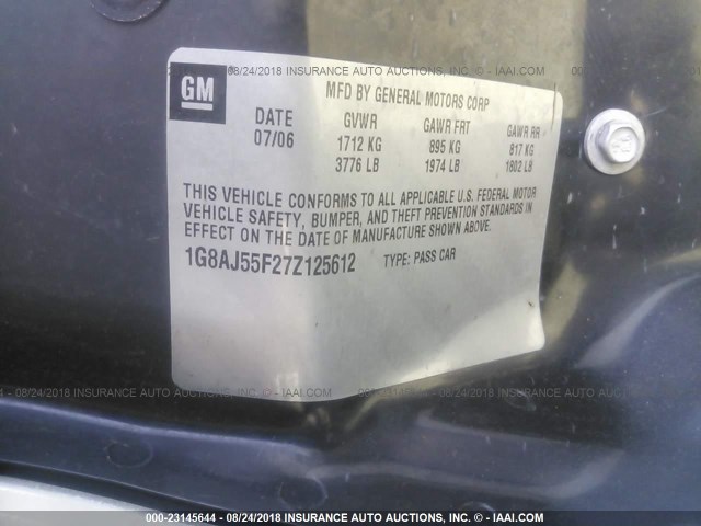 1G8AJ55F27Z125612 - 2007 SATURN ION LEVEL 2 白色 照片 9