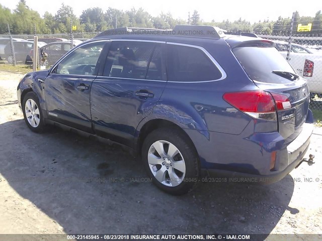 4S4BRCFC4B1322487 - 2011 SUBARU OUTBACK 2.5I PREMIUM BLUE photo 3