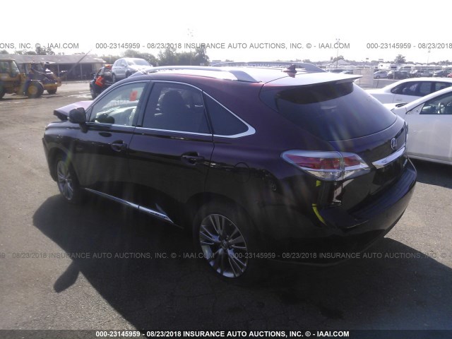 JTJBC1BA8D2060238 - 2013 LEXUS RX 450 BURGUNDY photo 3