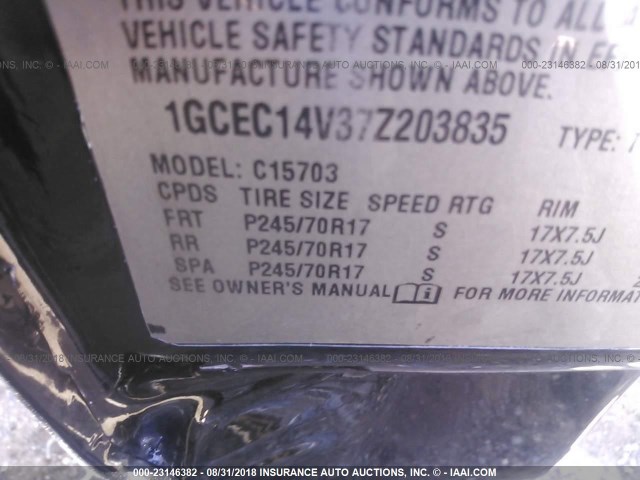 1GCEC14V37Z203835 - 2007 CHEVROLET SILVERADO C1500 CLASSIC BLACK photo 9