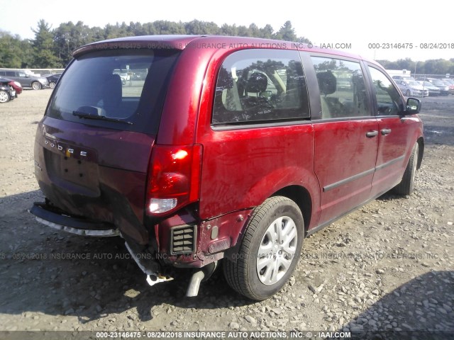 2C4RDGBG1ER331973 - 2014 DODGE GRAND CARAVAN SE RED photo 4