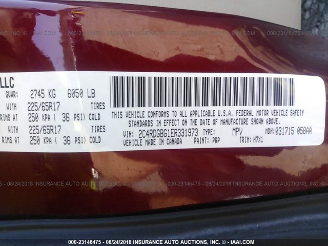 2C4RDGBG1ER331973 - 2014 DODGE GRAND CARAVAN SE RED photo 9