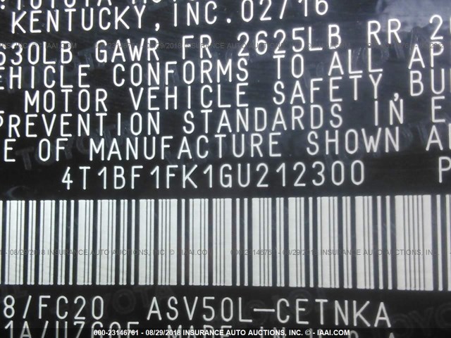 4T1BF1FK1GU212300 - 2016 TOYOTA CAMRY LE/XLE/SE/XSE 黑色 照片 9