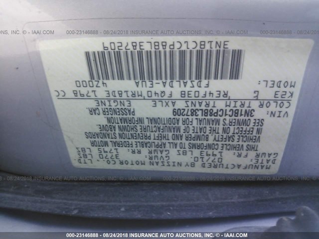 3N1BC1CP8BL387209 - 2011 NISSAN VERSA S/SL 银色 照片 9