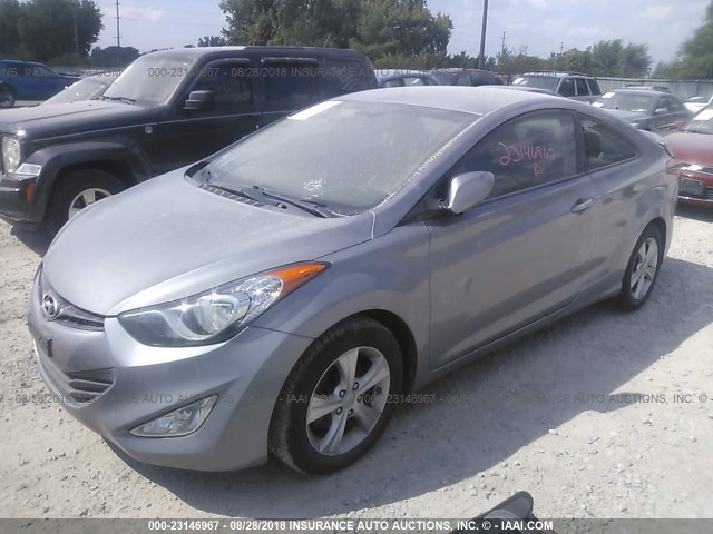 KMHDH6AE7DU018674 - 2013 HYUNDAI ELANTRA COUPE GS/SE SILVER photo 2