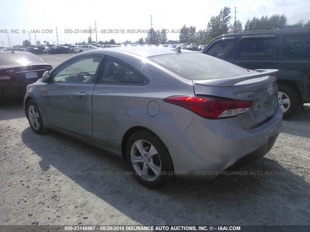 KMHDH6AE7DU018674 - 2013 HYUNDAI ELANTRA COUPE GS/SE SILVER photo 3