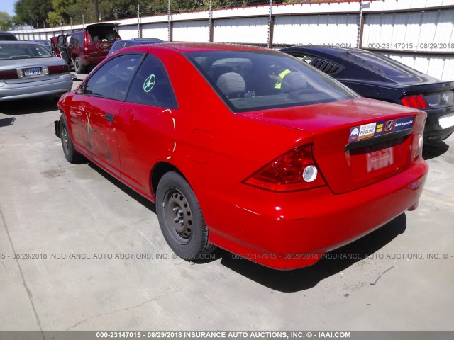 1HGEM22155L065204 - 2005 HONDA CIVIC DX VP RED photo 3