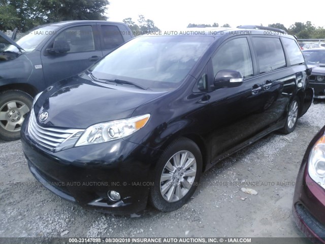 5TDYK3DC6ES517794 - 2014 TOYOTA SIENNA XLE/LIMITED შავი ფოტო 2