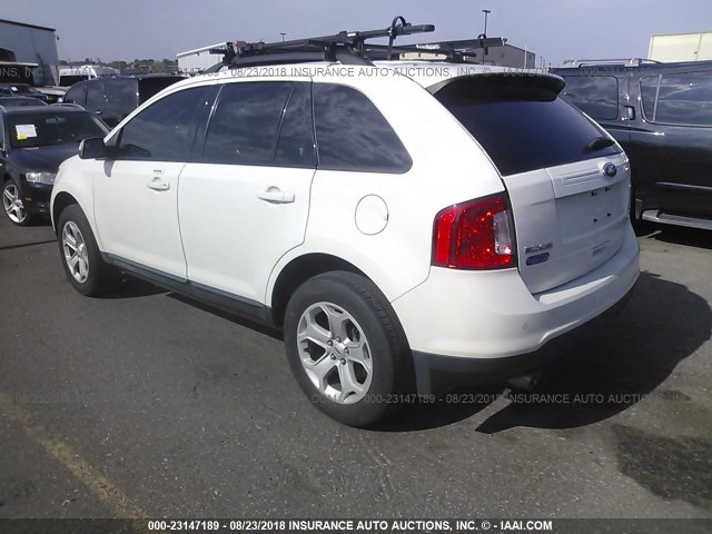 2FMDK4JC5DBA41204 - 2013 FORD EDGE SEL WHITE photo 3