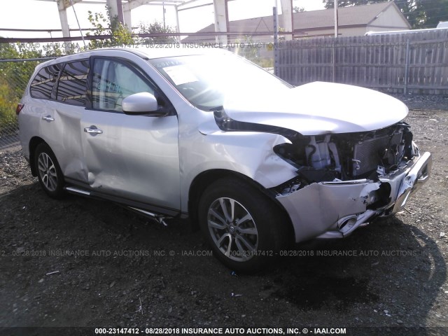 5N1AR2MM4DC677233 - 2013 NISSAN PATHFINDER S/SV/SL/PLATINUM SILVER photo 1
