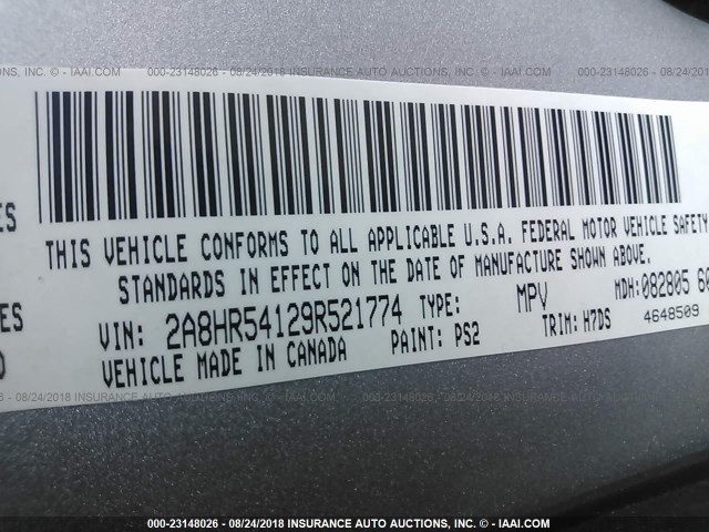 2A8HR54129R521774 - 2009 CHRYSLER TOWN & COUNTRY TOURING SILVER photo 9