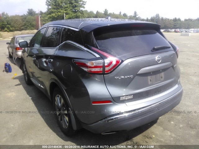 5N1AZ2MHXFN224891 - 2015 NISSAN MURANO S/SL/SV/PLATINUM GRAY photo 3