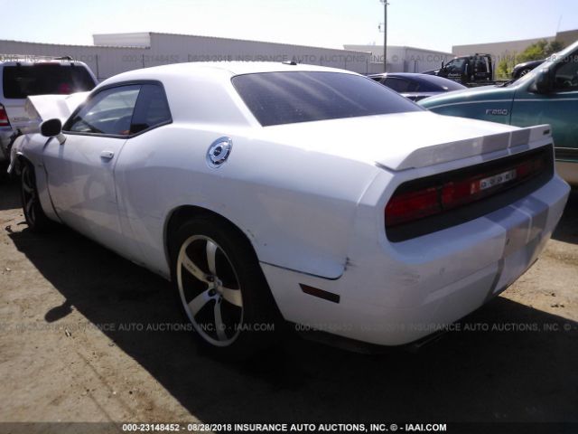 2C3CDYCJ9CH210041 - 2012 DODGE CHALLENGER SRT-8 WHITE photo 3