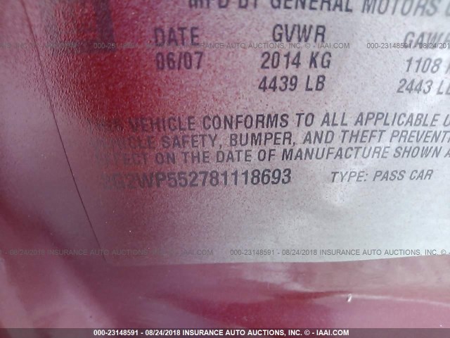 2G2WP552781118693 - 2008 PONTIAC GRAND PRIX Червоний фото 9