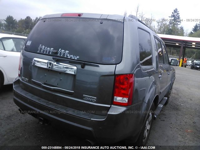 5FNYF4H92BB005586 - 2011 HONDA PILOT TOURING GRAY photo 4