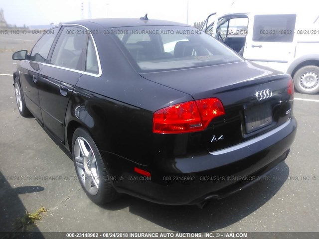 WAUAF78E78A006649 - 2008 AUDI A4 2.0T BLACK photo 3